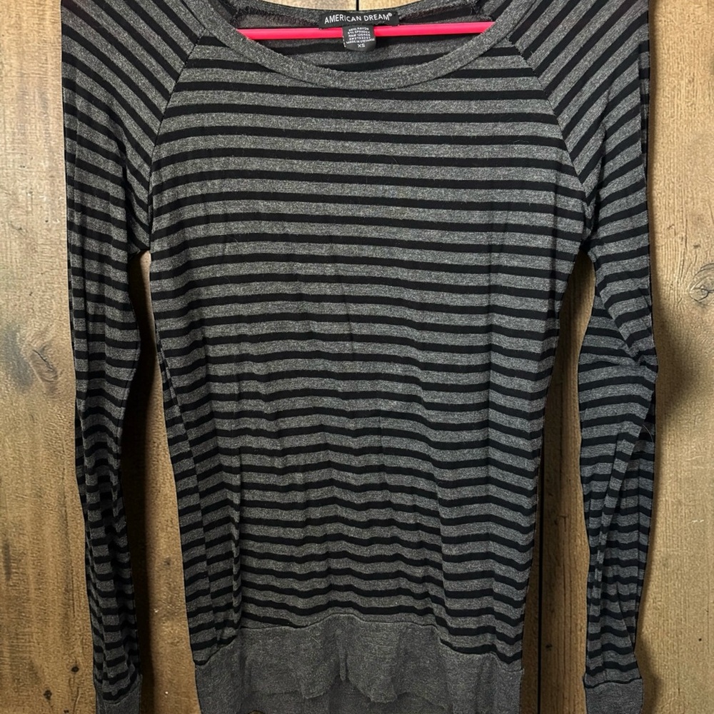 American Dream Charcoal and Black Striped Top